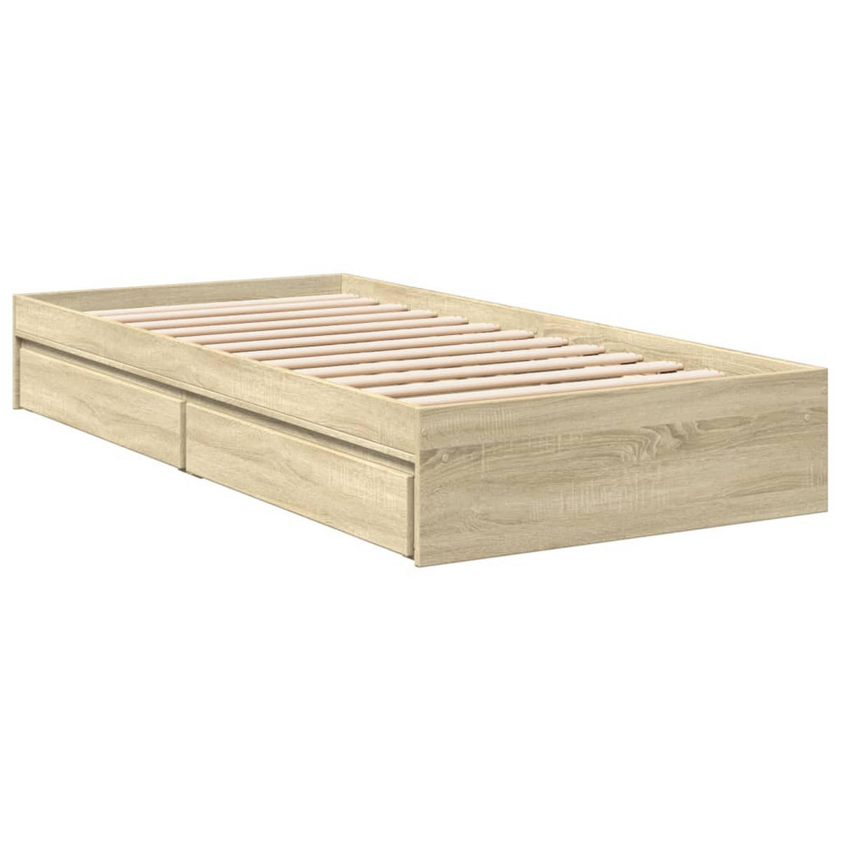 BETTGESTELL Mit Schubladen Sonoma-Eiche 100/200Cm Holzwerkstoff - Braun, Holzwerkstoff (100/200cm) - vidaXL