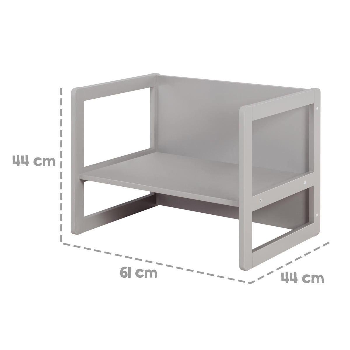 KINDERSITZGRUPPE 3in1 - Grau, Holzwerkstoff (61/30/44cm) - Roba