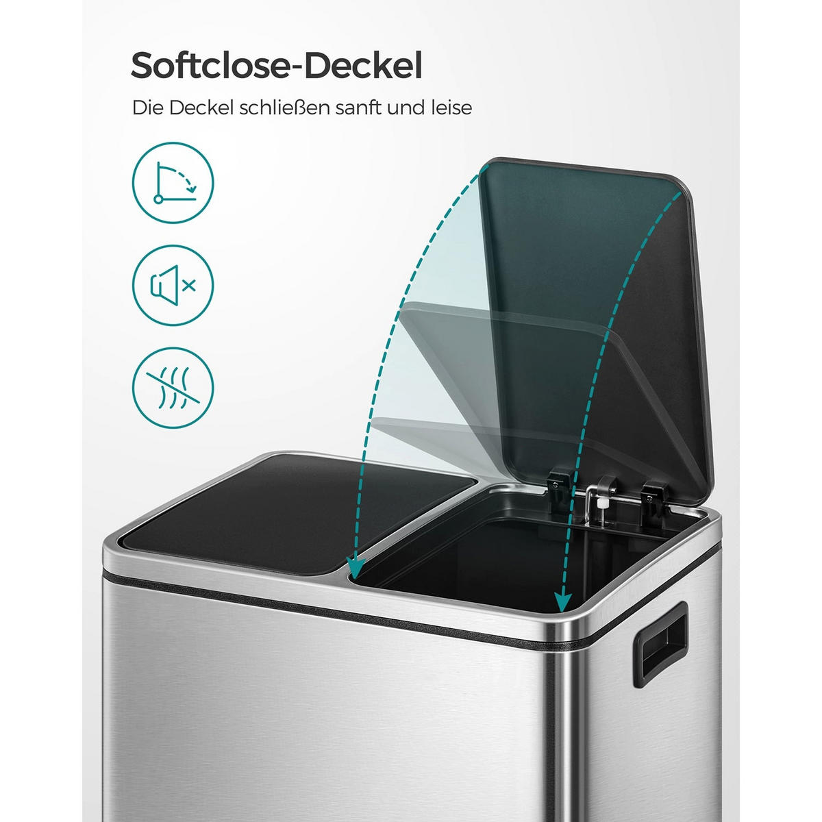 MÜLLEIMER Kigali - Silberfarben, Metall (41/47/36cm) - Hansiro