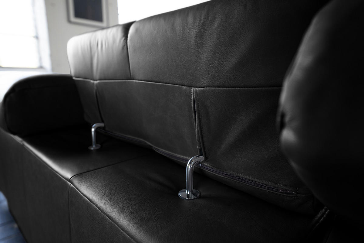 ECKSOFA NELSON Schwarz Leder Relaxfunktion - Schwarz, Leder/Metall (321/216cm) - KAWOLA