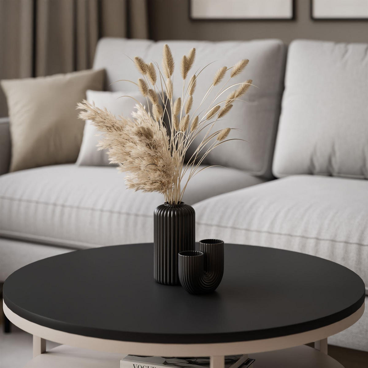 COUCHTISCH CIRI SLIM MATT mit Regal KASCHMIR - Beige, Holzwerkstoff (60/60/42cm) - Lookway
