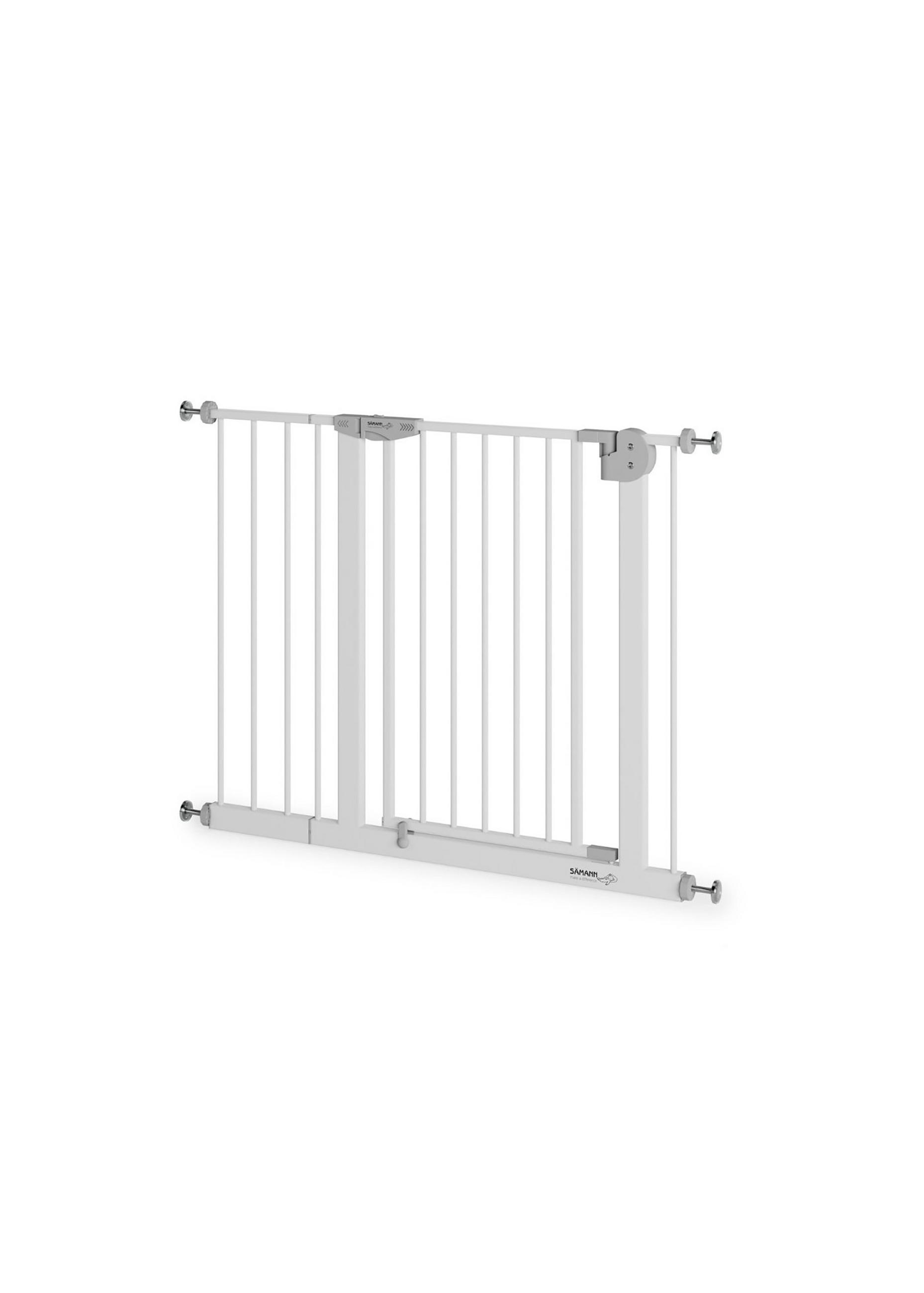 TÜRSCHUTZGITTER & Treppenschutz, Tür mit 90° Stop, ohne Bohren 95-105 cm - Weiß, Metall (105/5cm) - Sämann – make a difference.