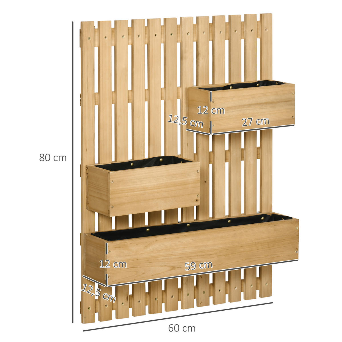 BLUMENKASTEN, Tannenholz, Naturholz - Naturfarben, Holz (16/80/60cm) - Outsunny