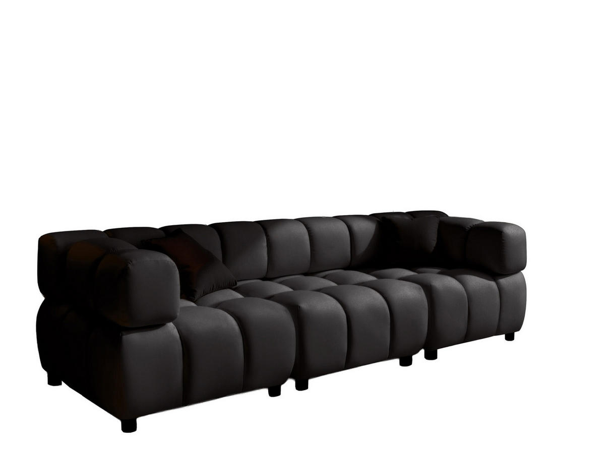 SOFA 4-Sitzer Modular, Couch, Veloursstoff Bluvel, Schwarz, Bolla - Schwarz, Holz (192/71/96cm) - Kaiser Möbel
