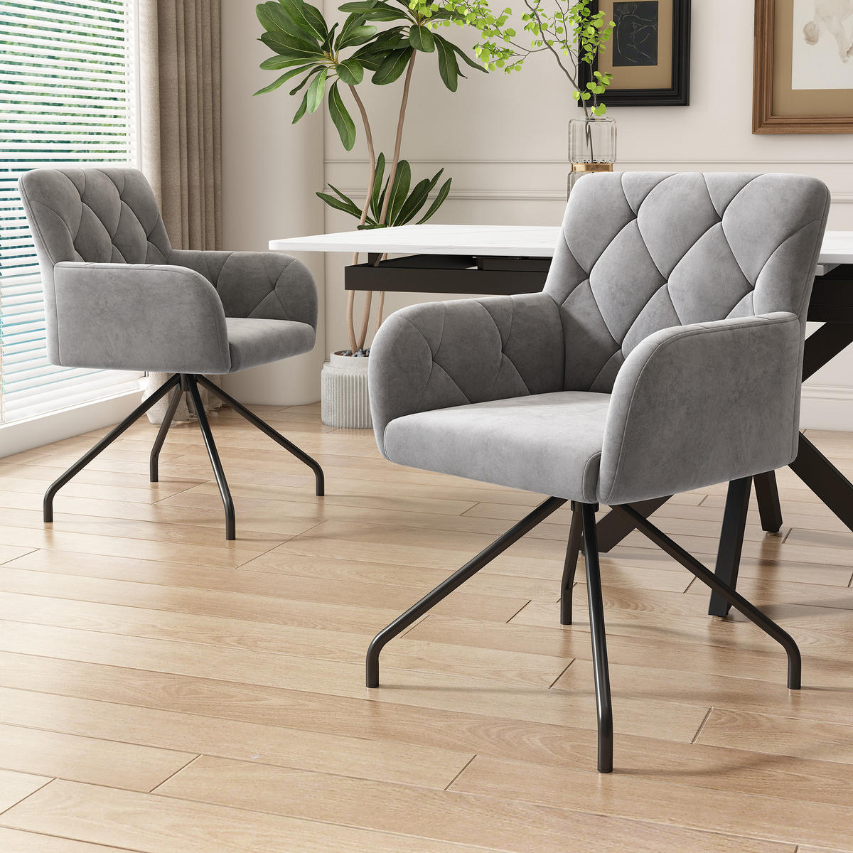 ESSZIMMERSTÜHLE Grey 2er-Set - Grau, Textil (60/58/60cm) - Urban Meuble