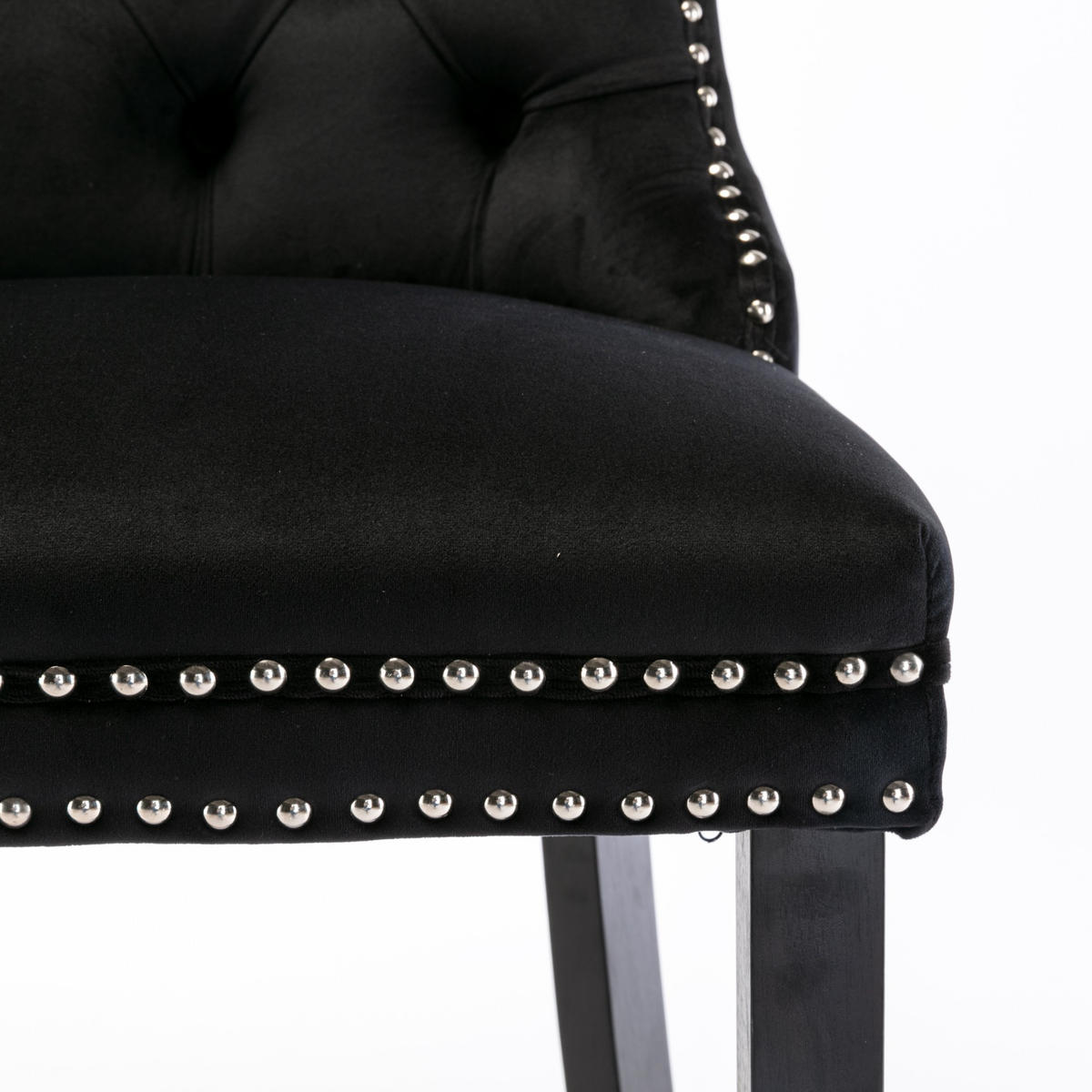 BARHOCKER 2er-Set aus Samt mit Holzbeinen, Schwarz - Schwarz, Textil (60/103/50cm)