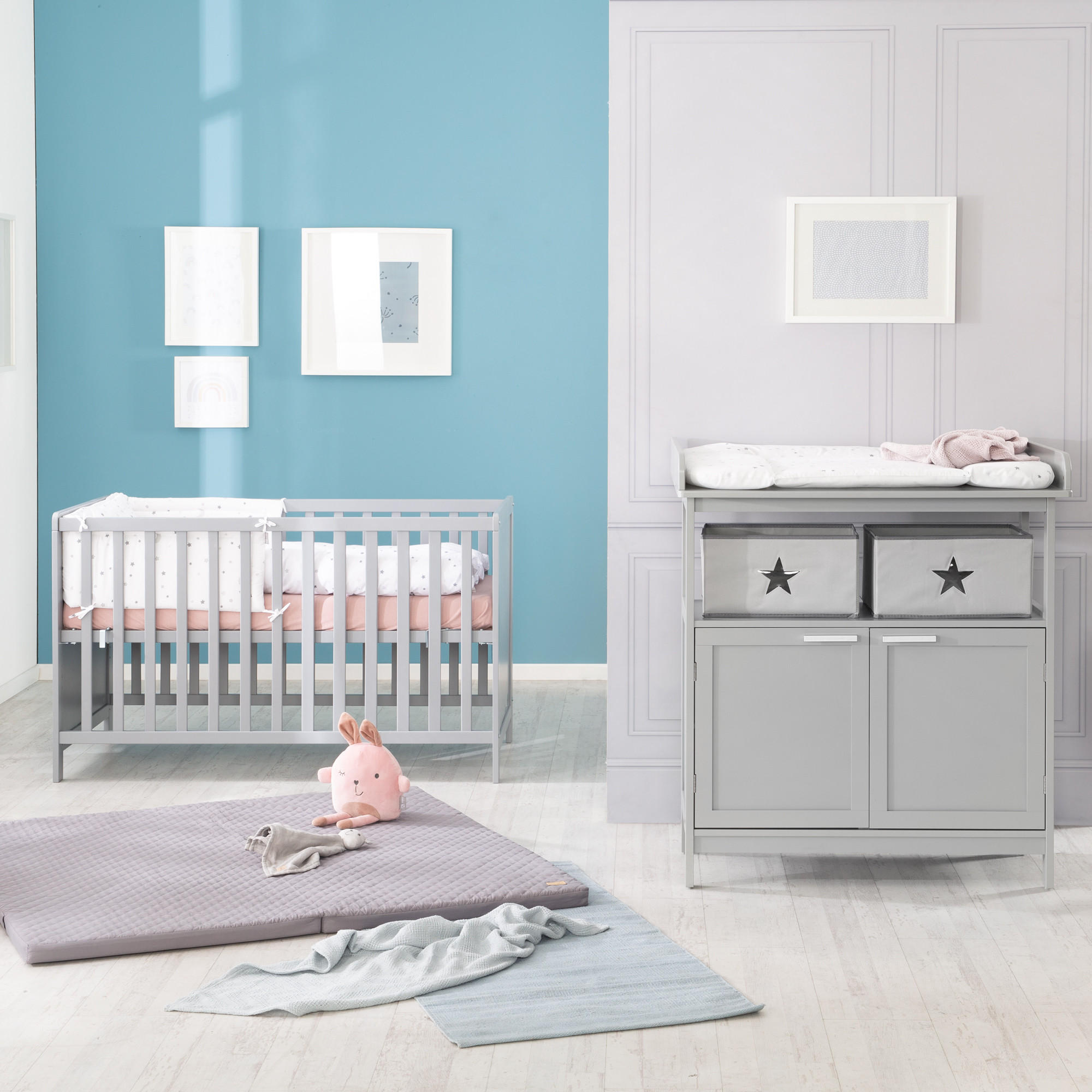 BABYZIMMER-SET Hamburg mit Türen, 2-teilig - Taupe, Holzwerkstoff (66/76/123cm) - Roba