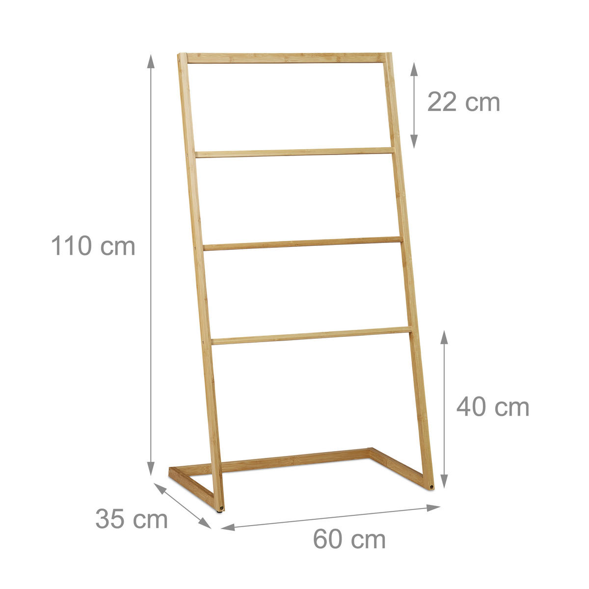 DRŽIAK na uteráky - svetlohnedá, drevo (60/110/35cm) - Relaxdays