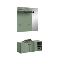 GARDEROBEN-SET STATION 2-tlg. (B/H/T: ca. 106/192/37 cm) in Smoke Green/Smoke Green - Dunkelgrün, Holzwerkstoff (106/192/37cm)