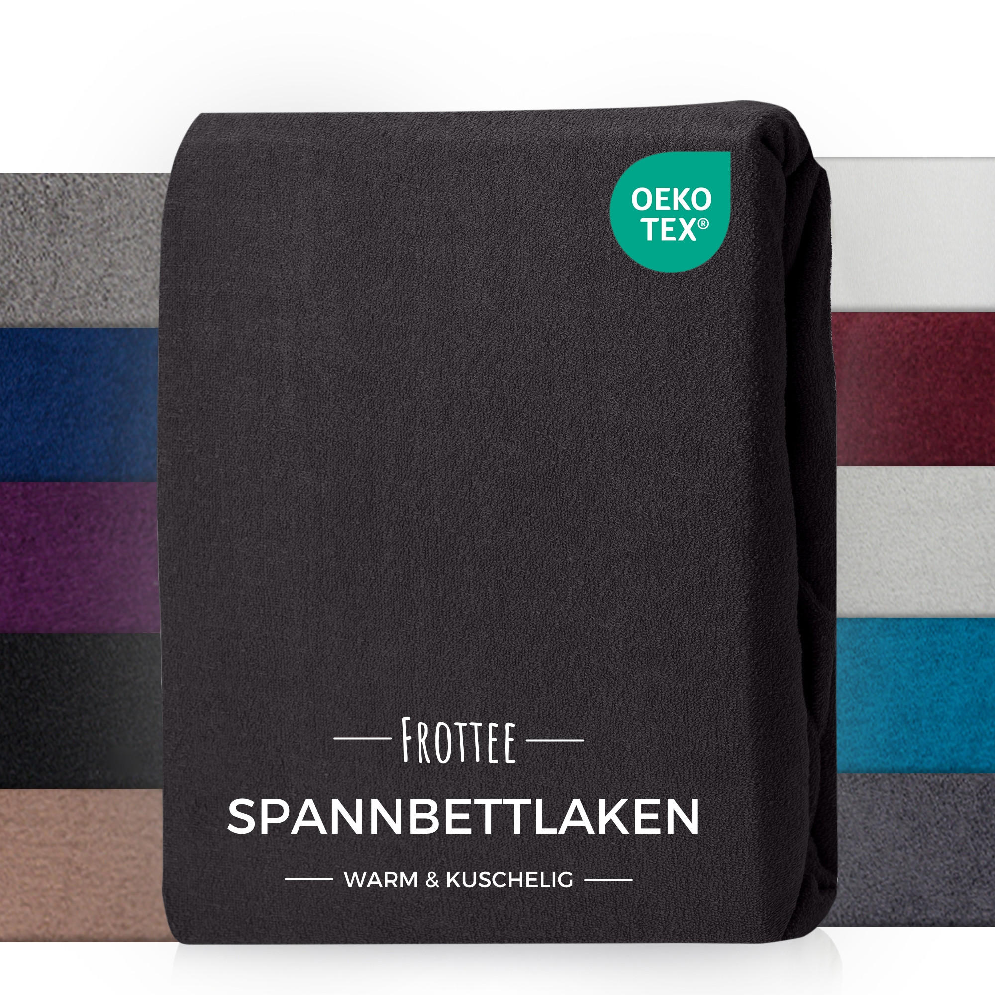 FROTTEE-SPANNBETTLAKEN 90x200 cm Schwarz, Warmes Winter Bettlaken - Schwarz, Textil (90/200cm) - Carpe Sonno