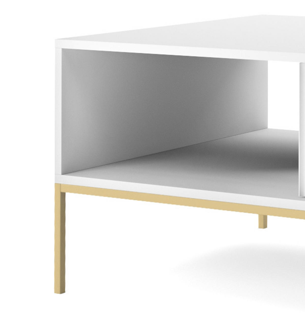 COUCHTISCH NOVA - L104, goldenen Akzenten, 104x68x46 cm Weiß - Goldfarben/Weiß, Holzwerkstoff/Kunststoff (68/104/46cm) - DomoHome