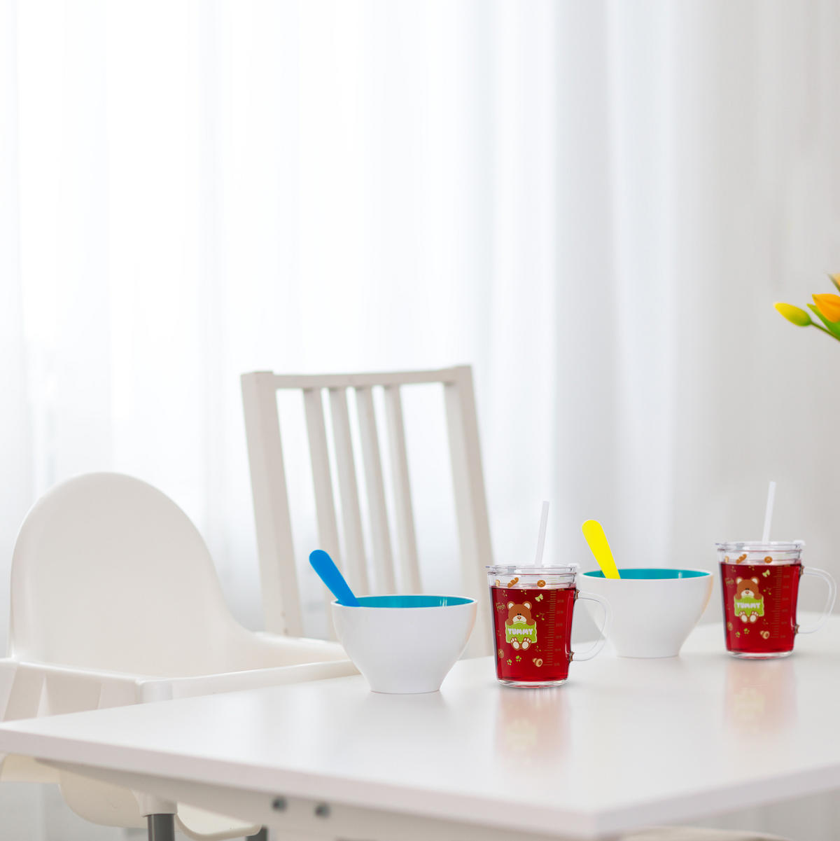GLAS Transparent 2-pack barn med björnmotiv 400 ml - Transparent, Glas/Plast (0.4L) - Relaxdays