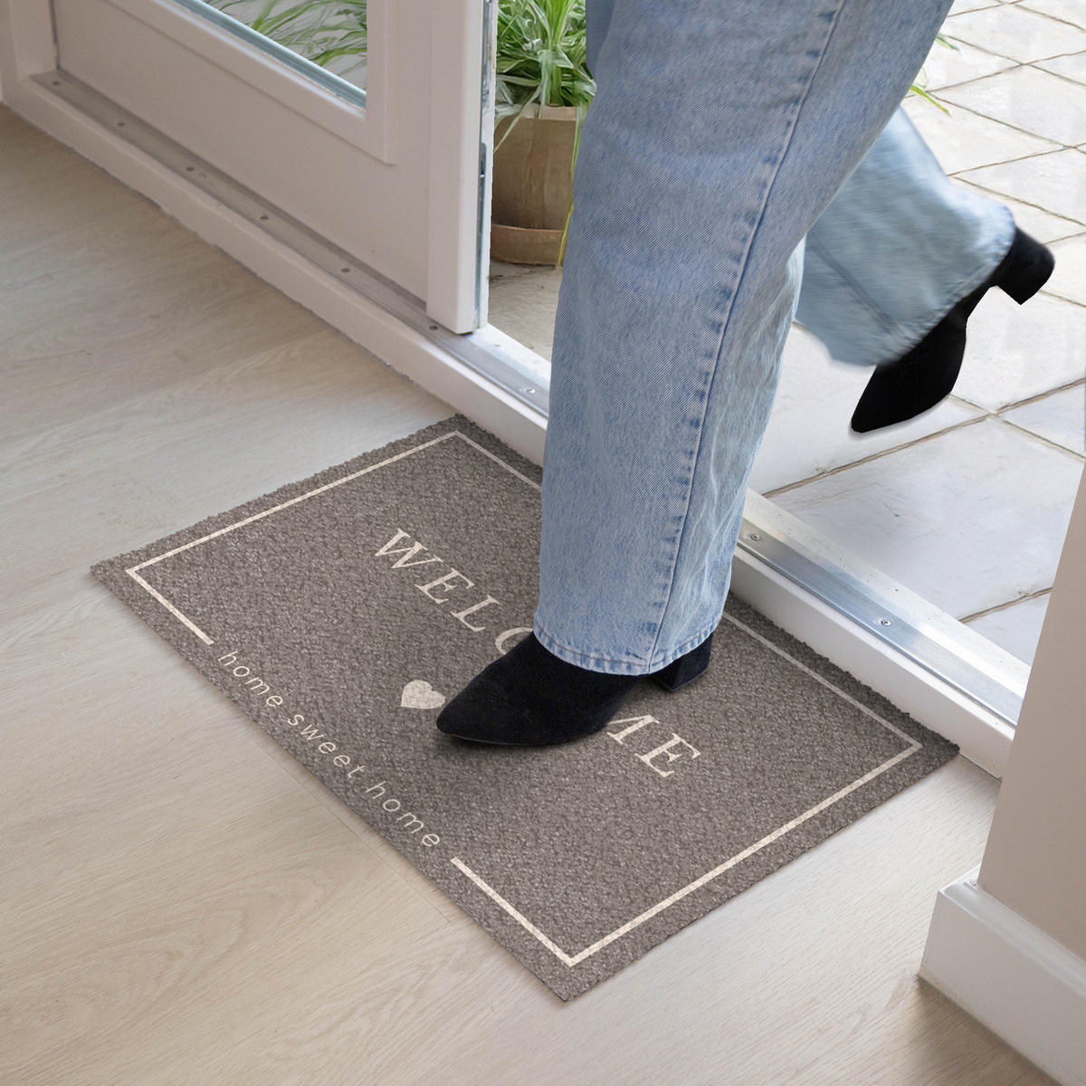 FUSSMATTE Willkommen - Braun 60x40 cm - Taupe, Kunststoff (60/0.4cm) - MuchoWow