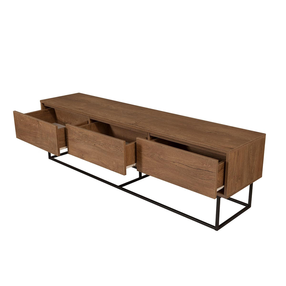 TV-MÖBEL mit 3 Schubladen, Nussbaum-Dekor, Länge 180 cm - Milo - Nussbaumfarben, Holzwerkstoff (40/50/180cm) - Calicosy