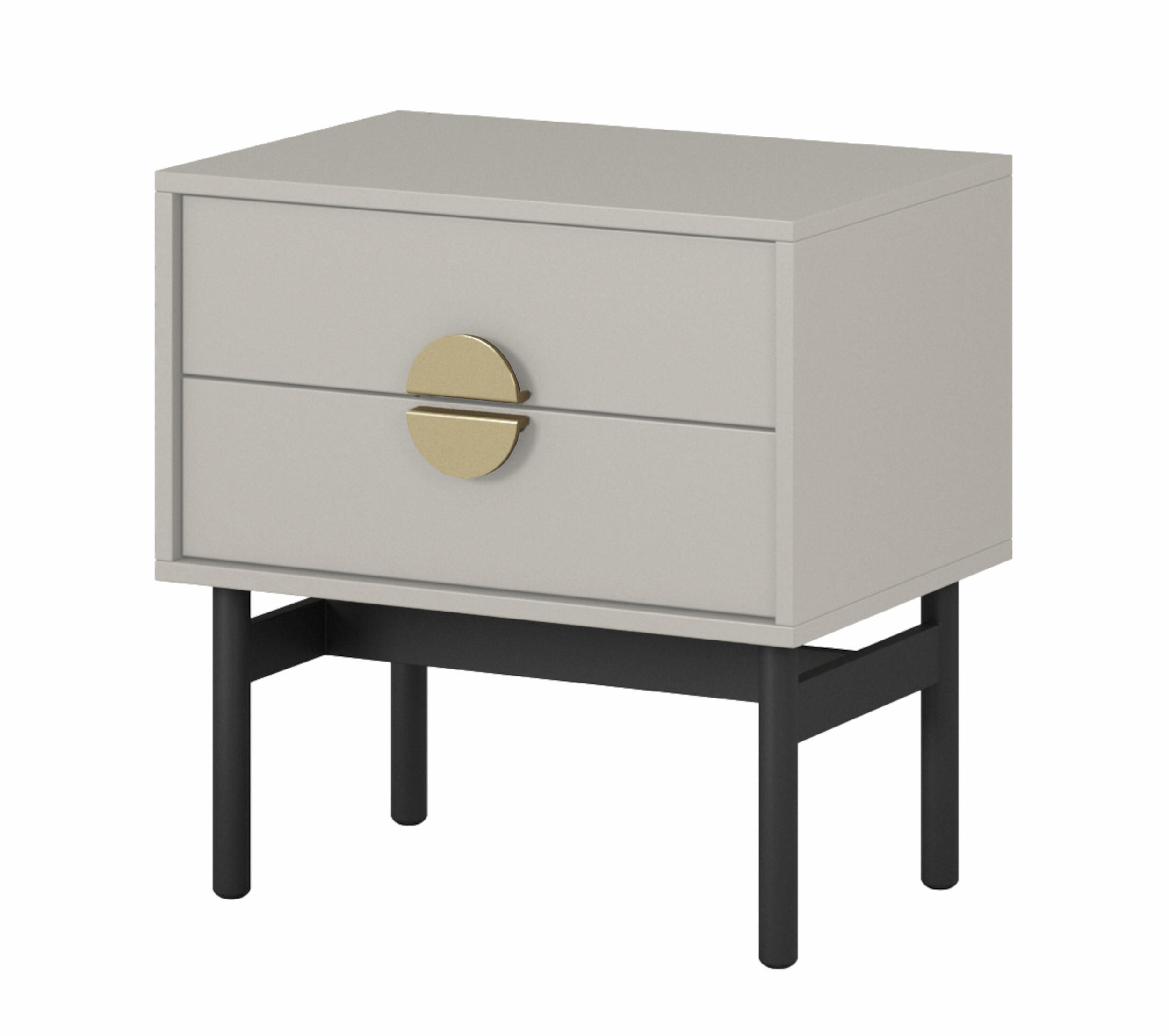 NACHTSCHRANK Stoon Grau-Beige 55 cm - Greige/Goldfarben, Holzwerkstoff/Metall (55/57/38cm) - Selsey