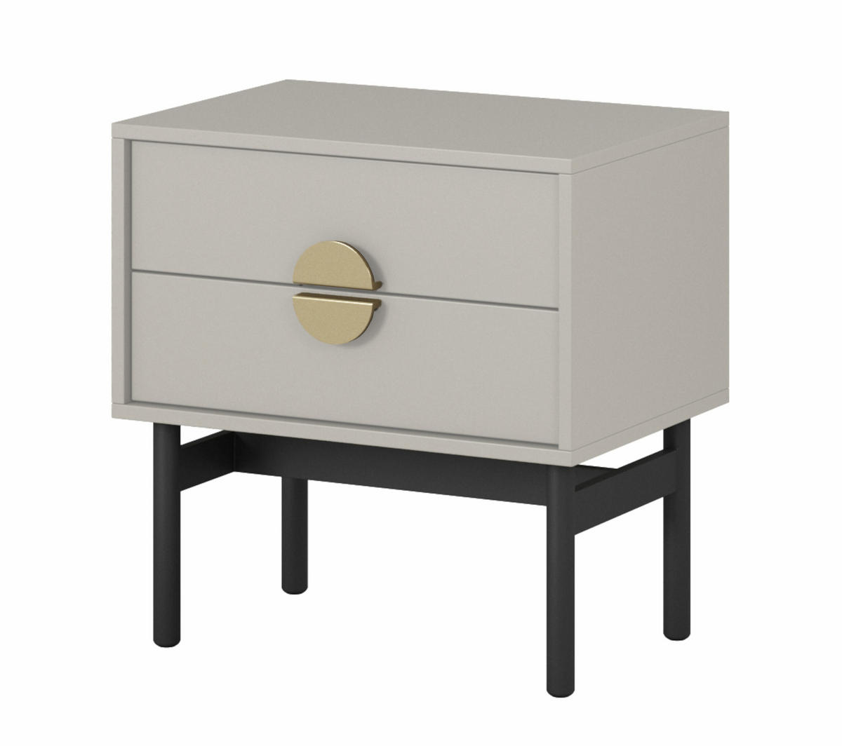 NACHTSCHRANK Stoon Grau-Beige 55 cm - Greige/Goldfarben, Holzwerkstoff/Metall (55/57/38cm) - Selsey