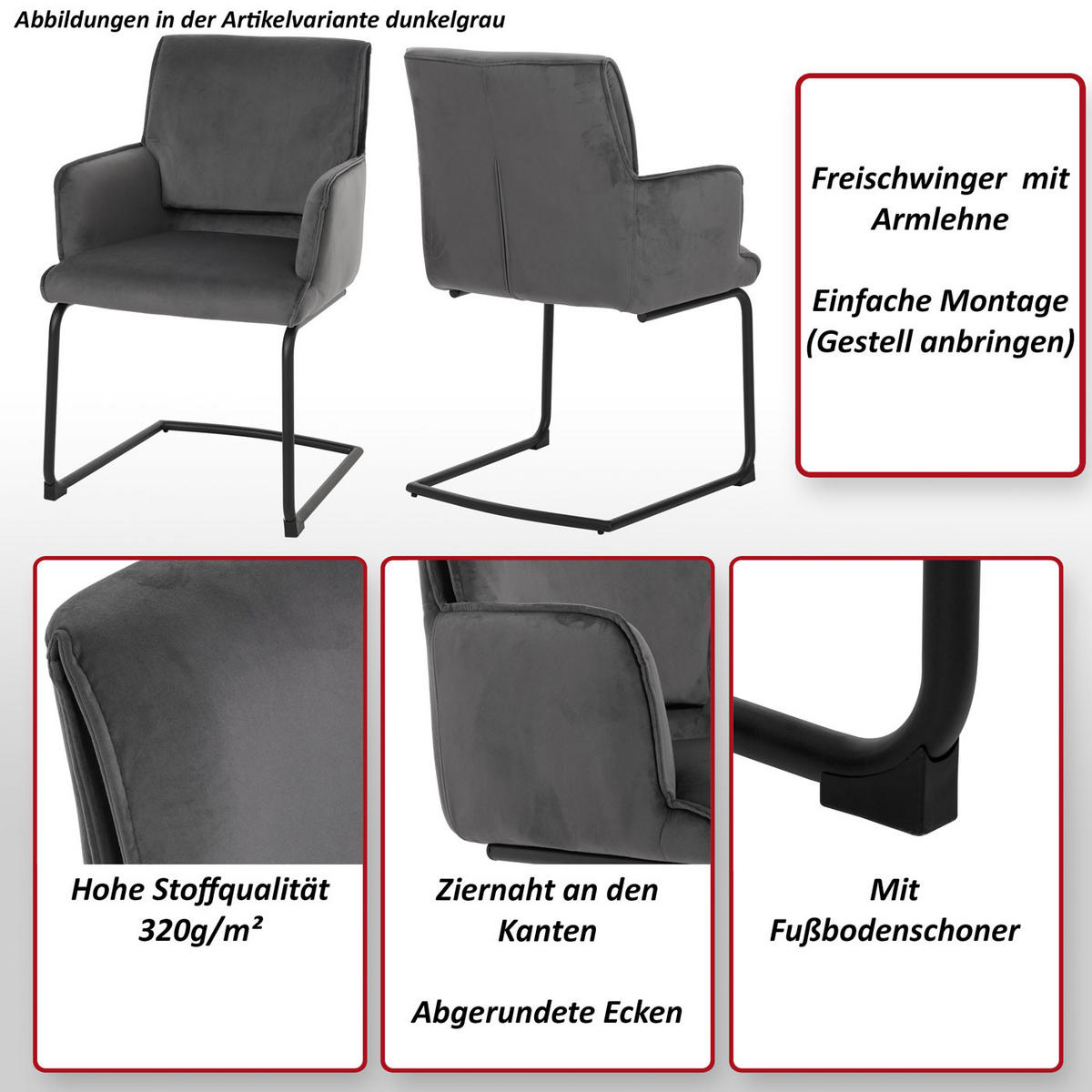 FREISCHWINGER Grau - Grau, Textil (54/89/58cm) - MCW