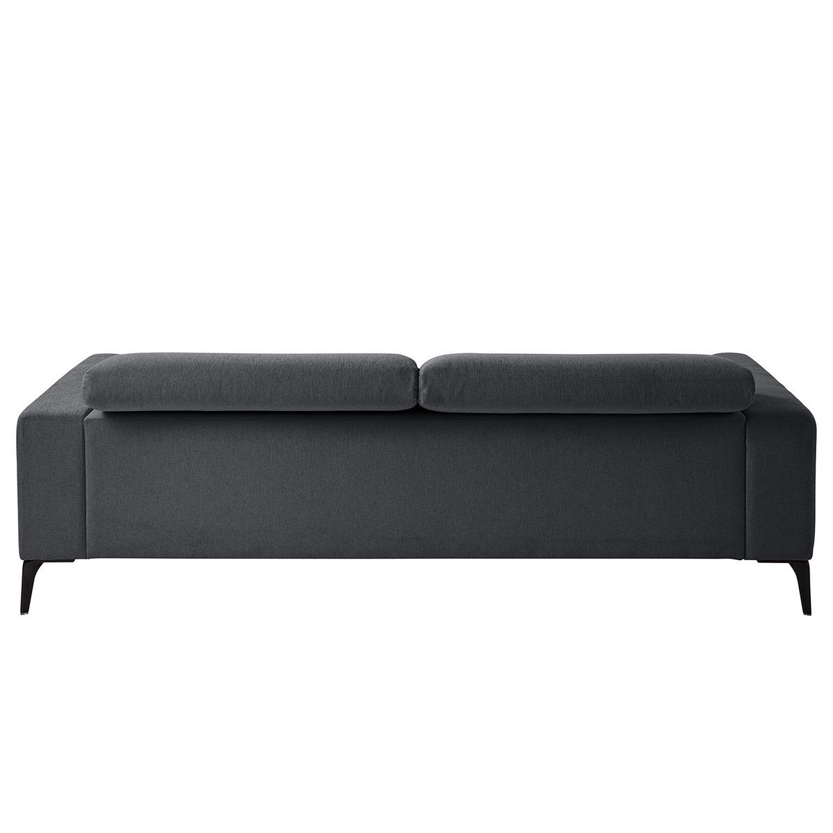 3-SITZER SOFA - Anthrazit/Schwarz, Textil/Metall (233/73/107cm) - home24