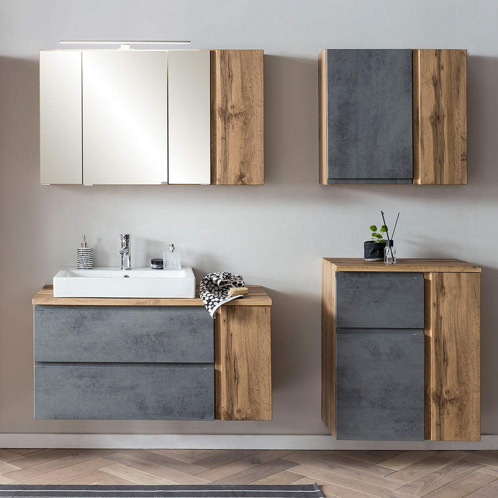 Lomado Badmöbel-Set Grau 185x200x47 cm