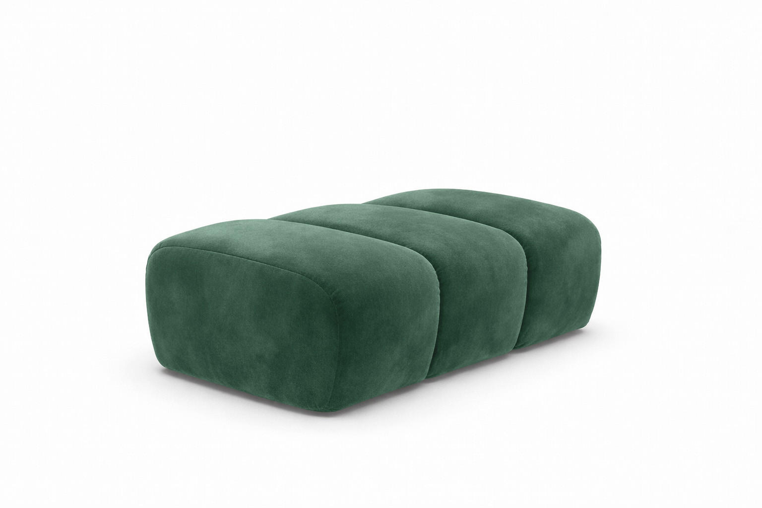POUF modular, Veloursstoff Bluvel, Grün, CROISSANT - Grün, Holz (105/44/70cm) - Kaiser Möbel