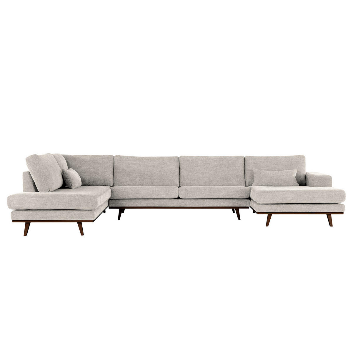 WOHNLANDSCHAFT mit Longchair - Buchefarben/Grau, Textil (371/81/219cm) - home24