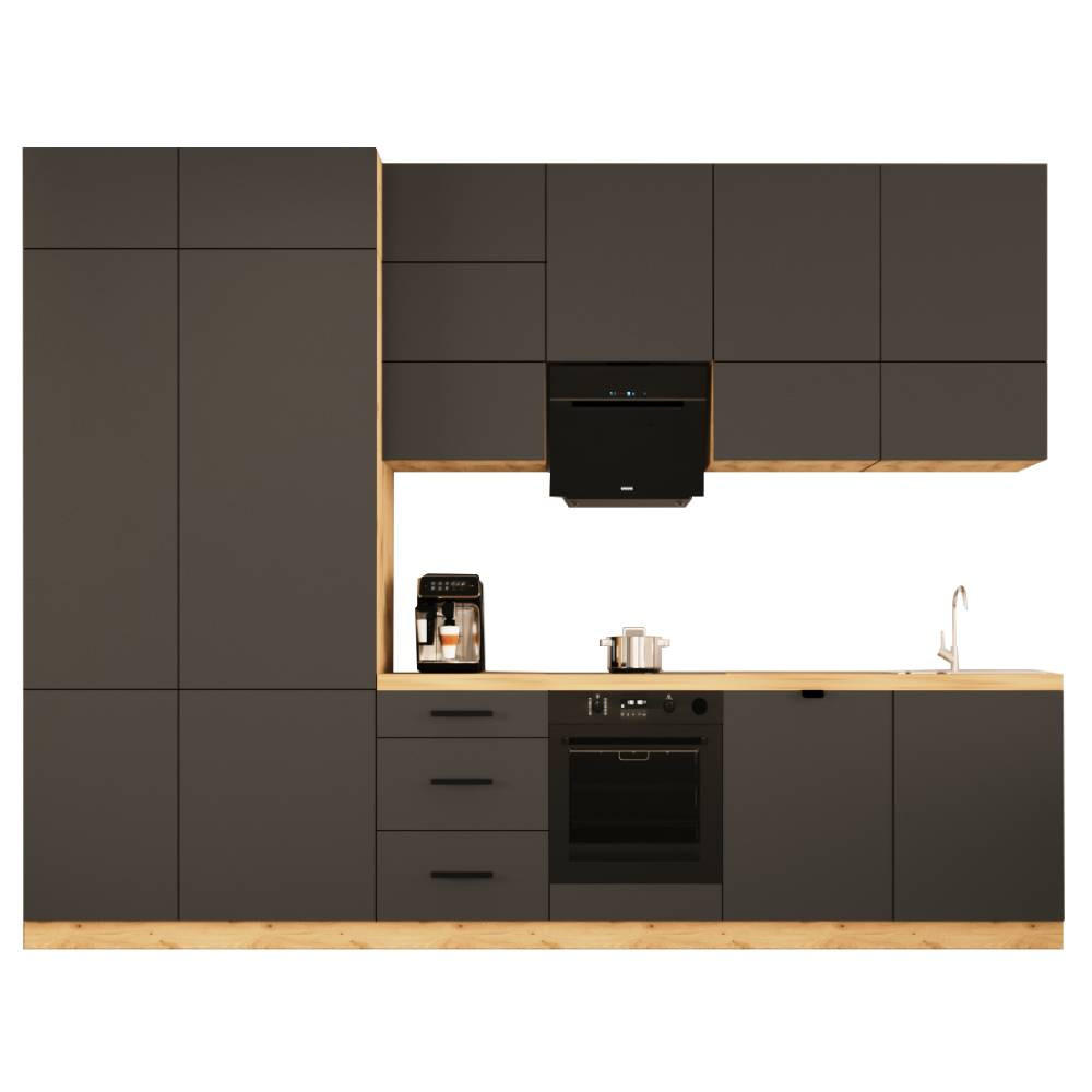 KÜCHENZEILE 340 cm - Langen KL20-M340 - in Grau / Matt - Grau, Holz (340/248/58cm)