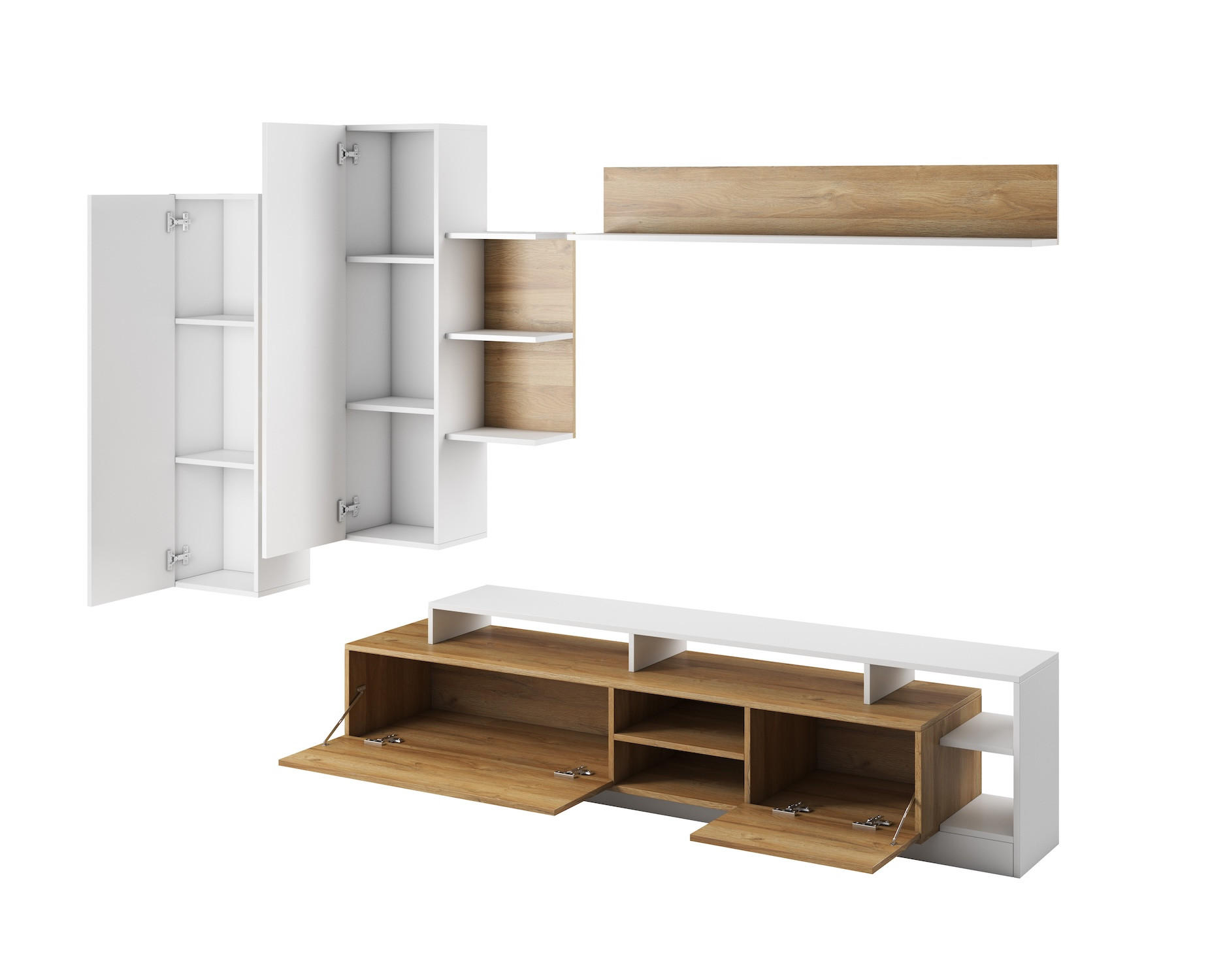 Thumbnail - Feldmann-Wohnen Wohnwand, Braun, Holz, 1 Fächer, 190x168x43 cm, Wohnzimmer, Wohnwände, Wohnwand-Sets