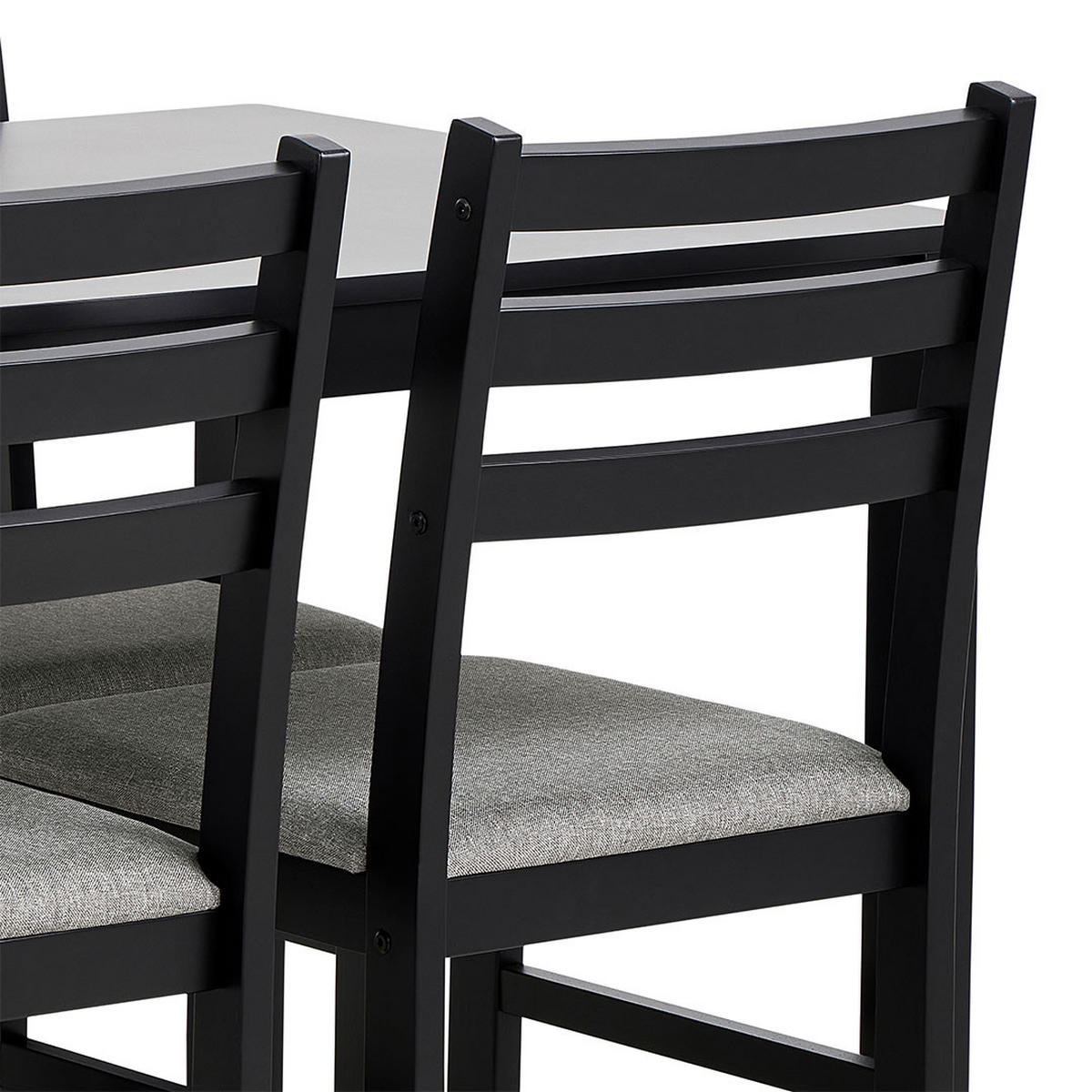 ESSGRUPPE, Alicante, Tisch Schwarz, Stühle Schwarz, Holz, 110 x 70 x 75 cm, 5-teilig - Schwarz, Holz/Textil (110/75/70cm) - ebuy24