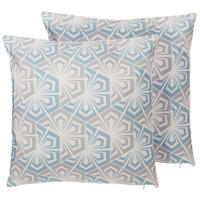 DEKOKISSEN 2er-Set Hellblau 45/45 cm Primrose - Multicolor/Hellblau, Textil (45/45cm) - Beliani