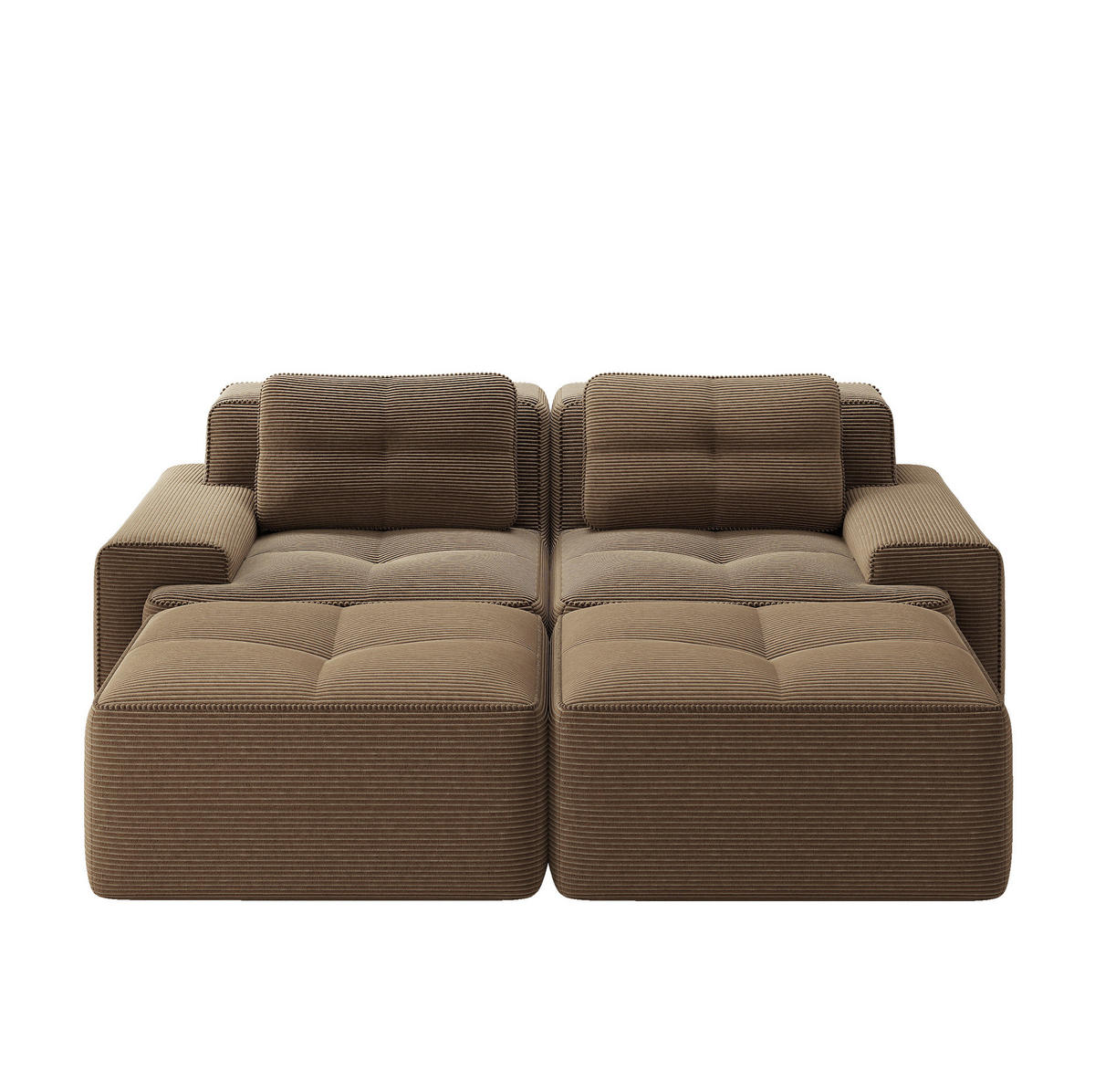 SOFA modular mit Tiefsitz 74 cm Cord Brown 3-tlg. - Braun, Kunststoff (177/69/204cm) - Meubliv