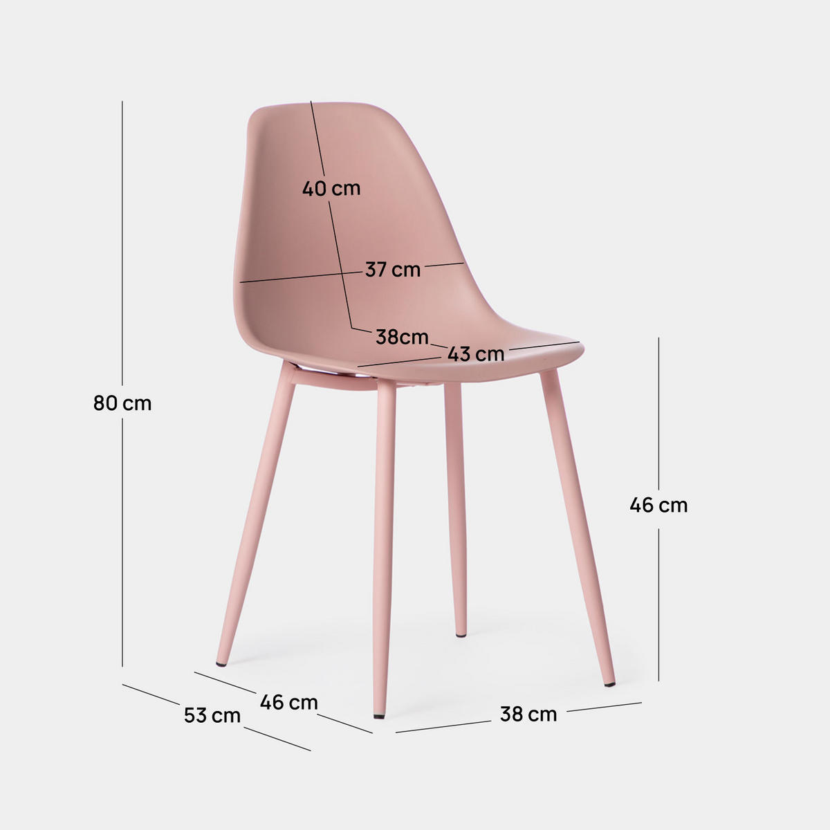 GARTENSTUHL Nina Rosa 45 cm x 80 cm 6er-Set - Pink, Kunststoff (45/80/53cm) - Klast Home