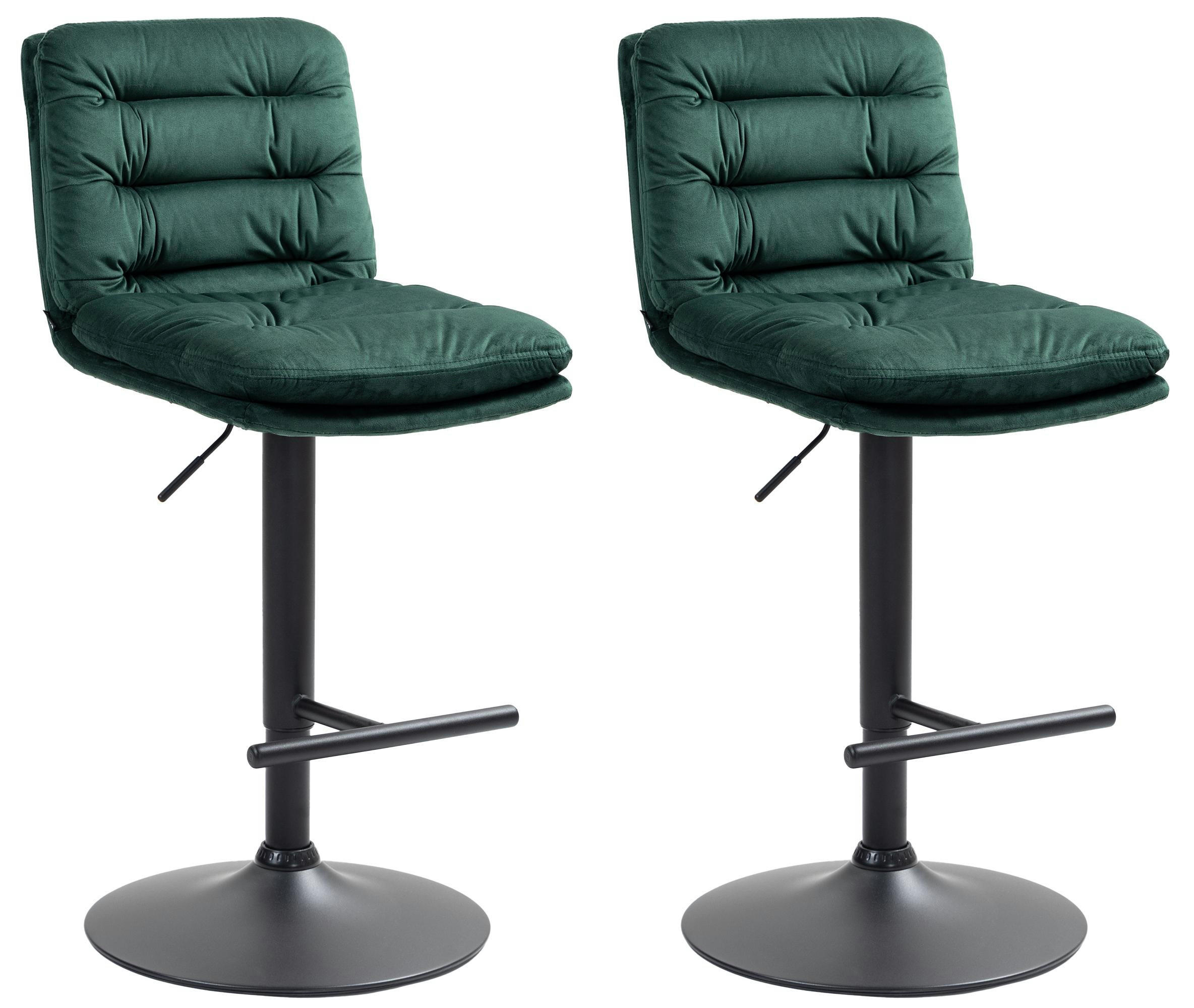 BARHOCKER 2er Set Samt grün - Schwarz/Grün, Textil/Metall (42/94/56cm) - CLP
