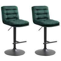 BARHOCKER 2er Set Samt grün - Schwarz/Grün, Textil/Metall (42/94/56cm) - CLP