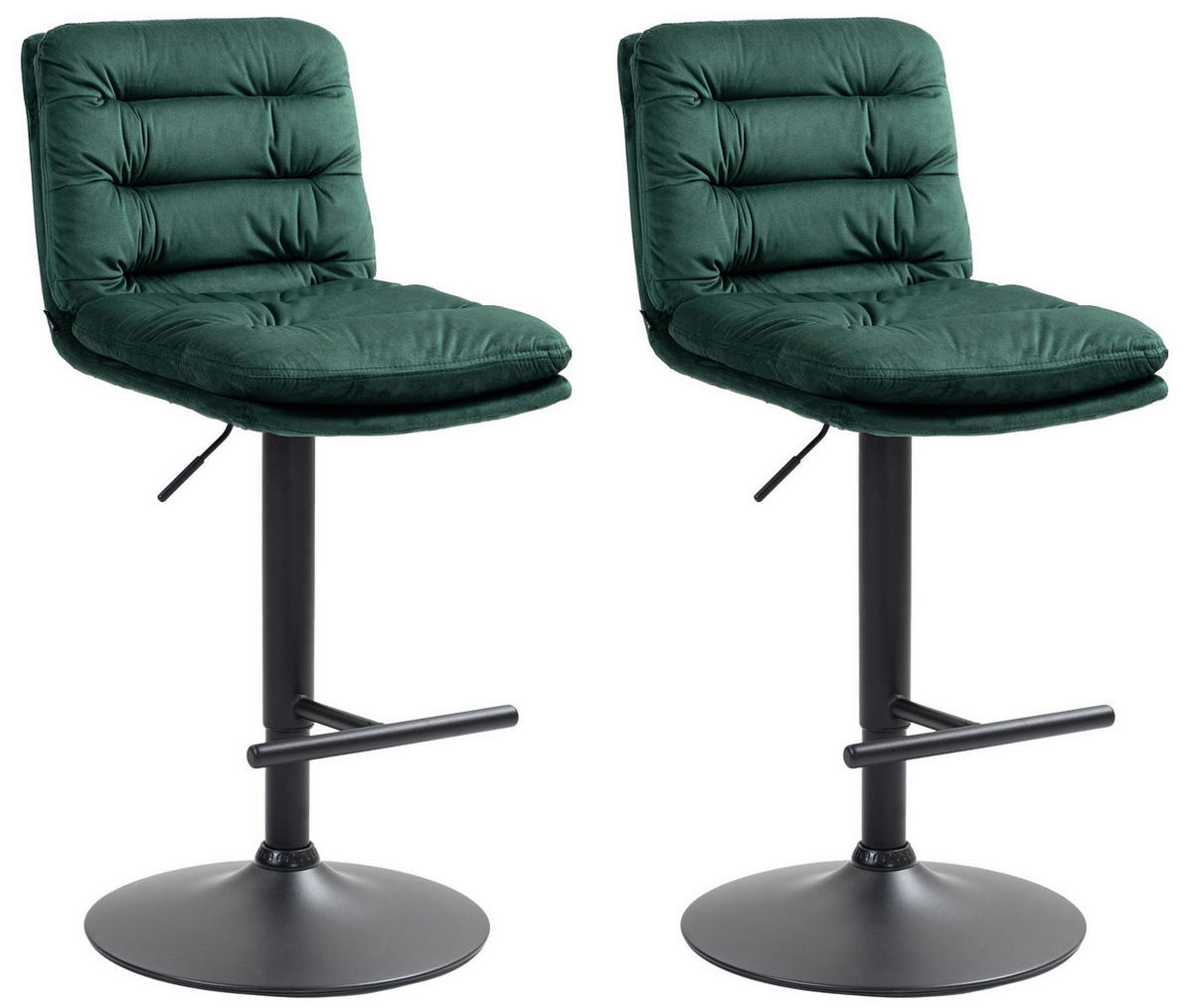 BARHOCKER 2er Set Samt grün - Schwarz/Grün, Textil/Metall (42/94/56cm) - CLP