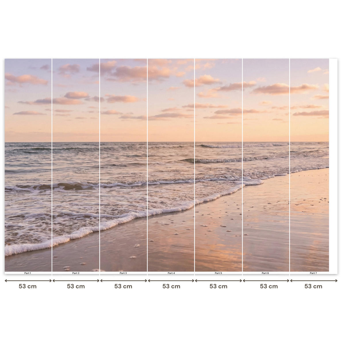 TAPETE - Strand - Brandung - Wolken - 350x240 cm - Hellrosa, Papier (350/240cm) - OnlyWow