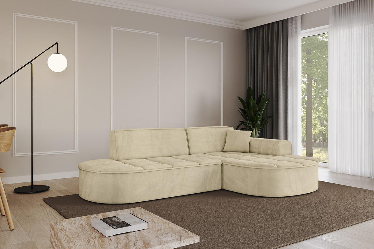 ECKSOFA Ottomane Rechts TARO-L1 - 243x171x79,5 cm Beige - Beige, Holzwerkstoff/Textil (243/171cm) - ALTDECOR