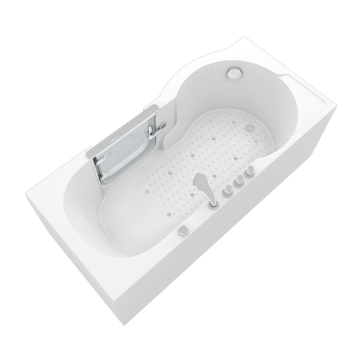 SITZBADEWANNE Senioren Wanne Sitzwanne mit Tür S12-TH-AIR-R 85x170 cm - Weiß, Glas/Kunststoff (170/60/85cm) - AcquaVapore by Sandra Jentho