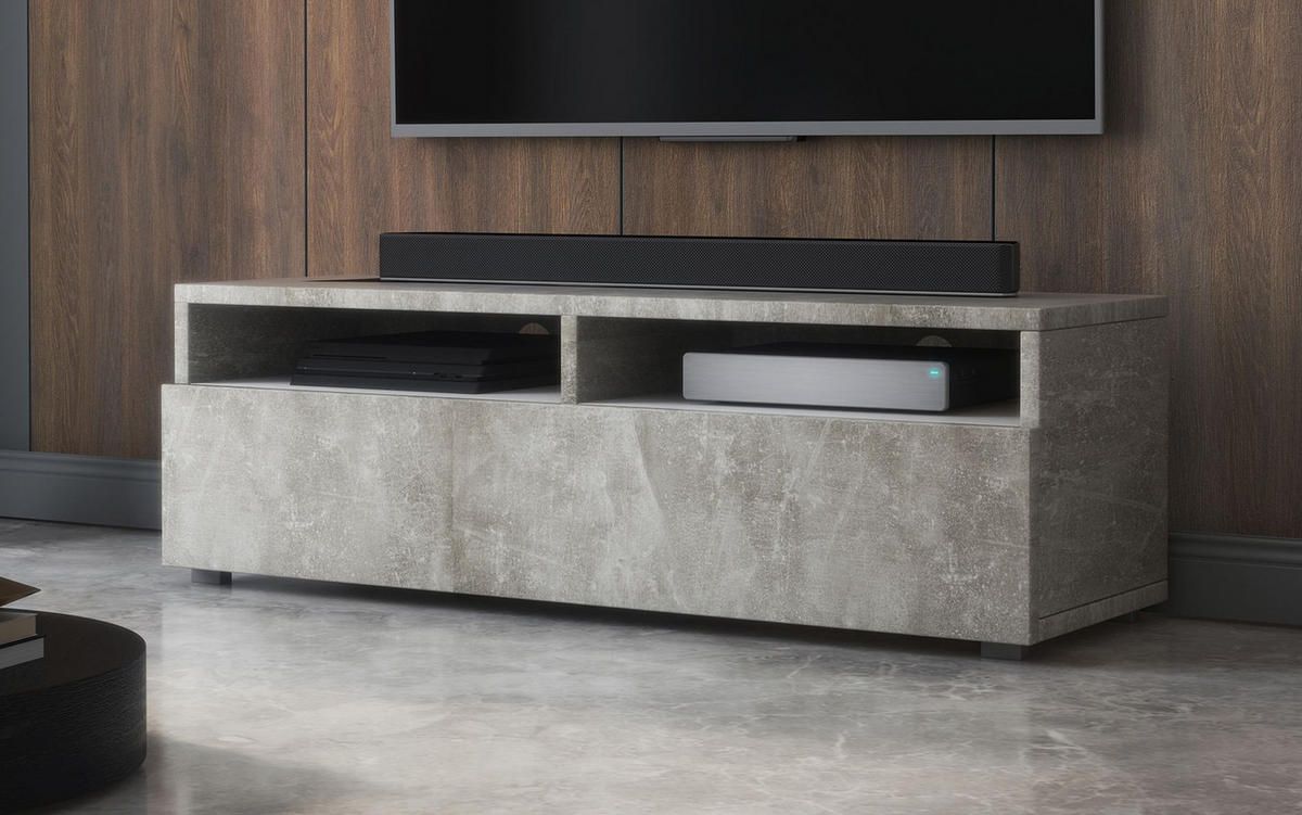 TV-LOWBOARD Rednaw Beton-Optik, 100 cm - Grau, Holzwerkstoff (100/30/31cm) - Selsey