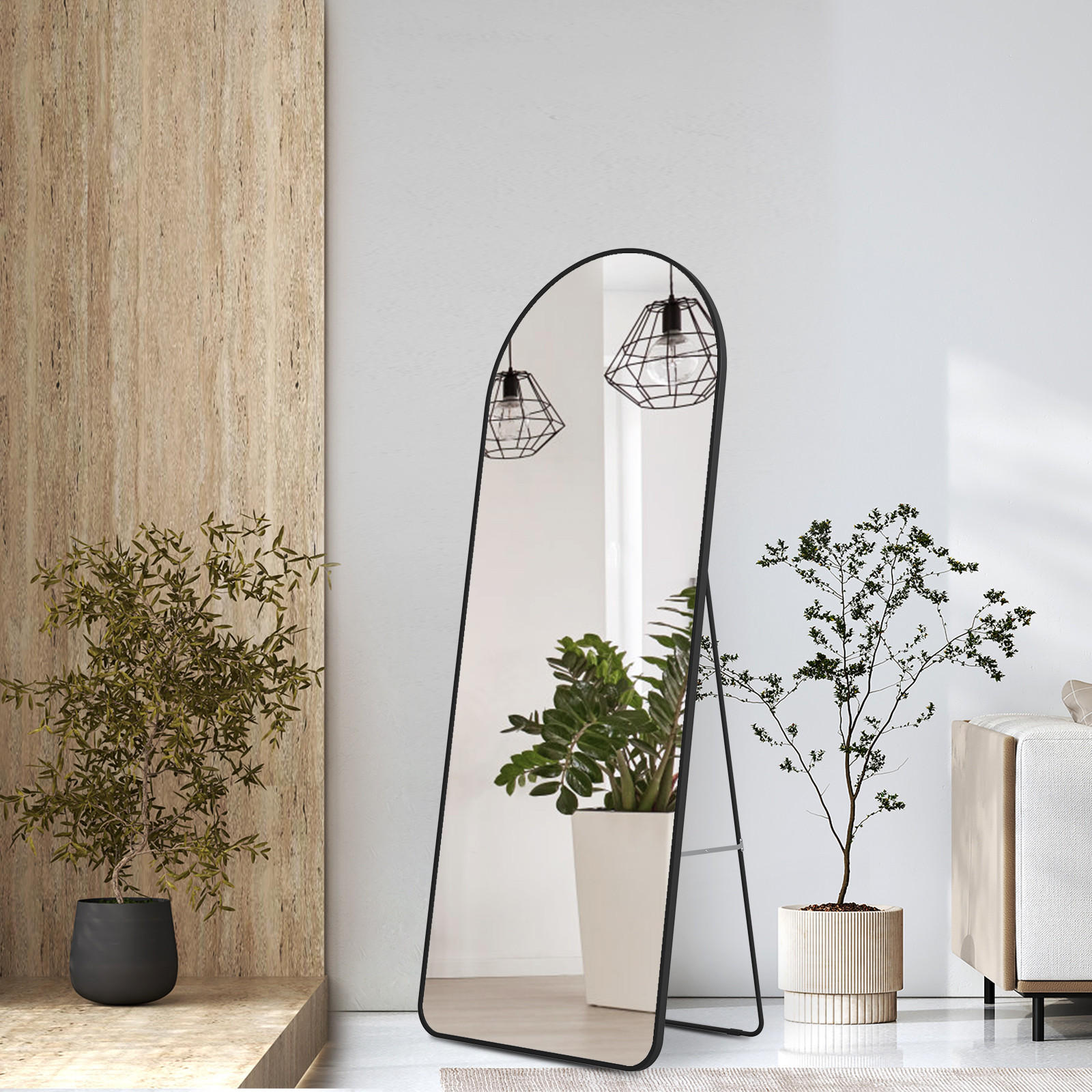 STANDSPIEGEL mit Rahmen Gehärteter Silberspiegel Schwarz 160/60 cm - Schwarz, Glas/Metall (60/160/160cm) - EMKE