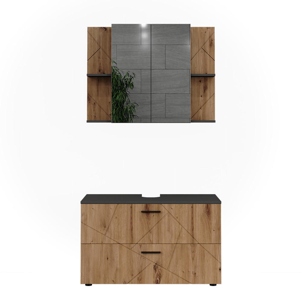 BADRUMSM&Ouml;BELSET Irma, antracit/Goldkraft ek, 2 delar Antracit, Ekf&auml;rgad 57/100/41 cm
