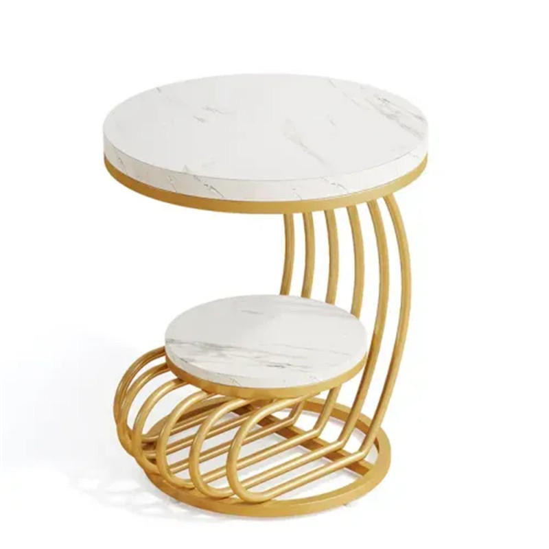 BEISTELLTISCH mit Marmoroptik, weiß/gold, 50x50x63 cm - Weiß, Holzwerkstoff (50/50/63cm) - Blomus