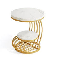 BEISTELLTISCH mit Marmoroptik, weiß/gold, 50x50x63 cm - Weiß, Holzwerkstoff (50/50/63cm) - Blomus