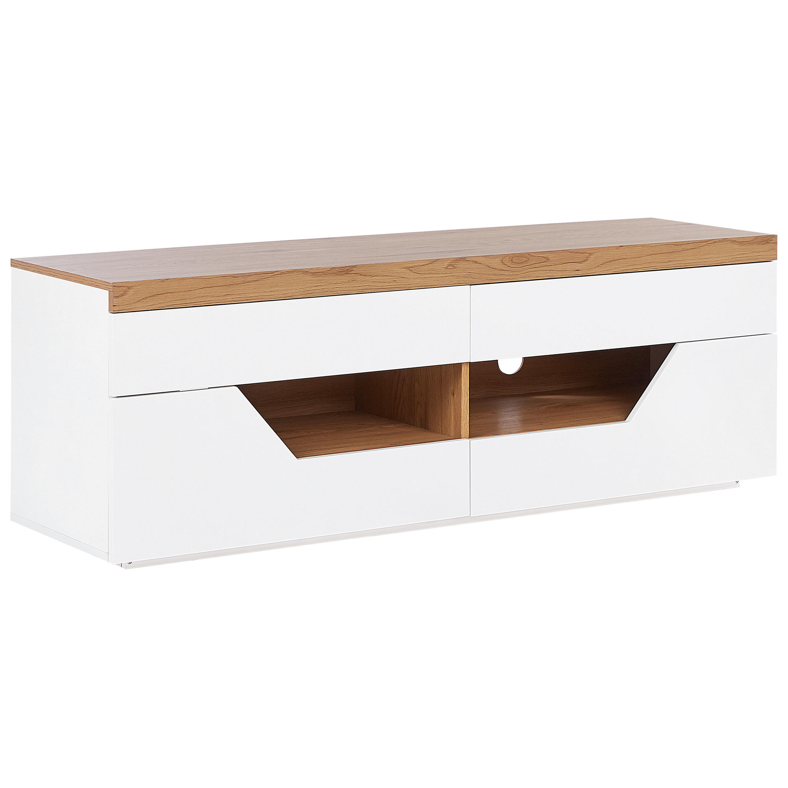 TV OMARICA bela, svetlo rjava CHEVAL 40/140/50 cm - bela, leseni material (140/50/40cm) - Beliani