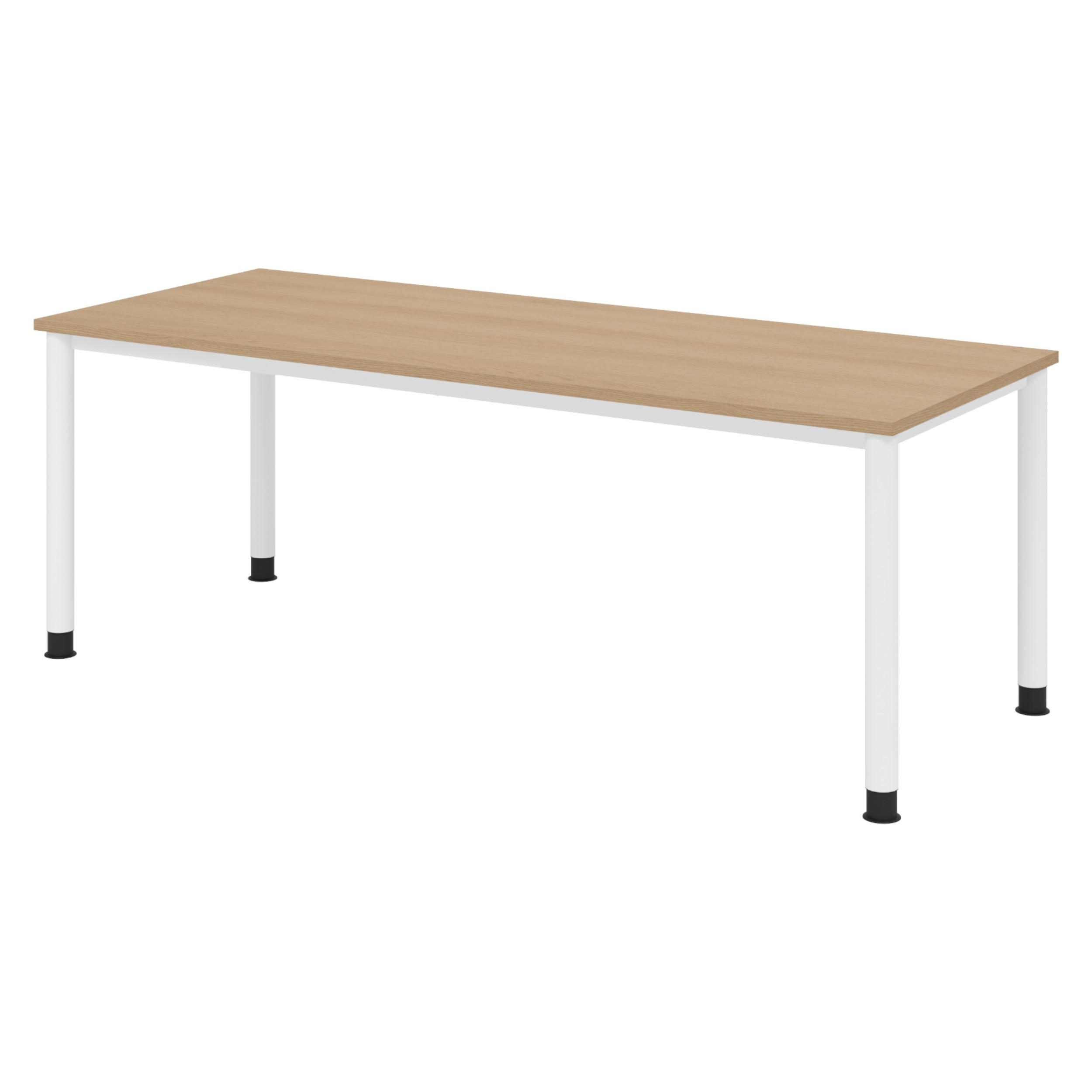 SCHREIBTISCH Serie-H 80/200/74 cm in Eichefarben/Weiß - Eichefarben/Weiß, Holzwerkstoff (80/200/74cm) - bümö