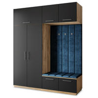 GARDEROBENSCHRANK REMA 200/240/60 cm Modern Garderobe-Set Eiche Wotan - Blau/Eiche Wotan, Holzwerkstoff (200/240/60cm) - MASSENO