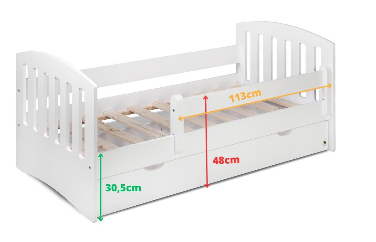 KINDERBETT LUX Weiß 90x163x70 cm - Weiß, Holz - FURNLUX