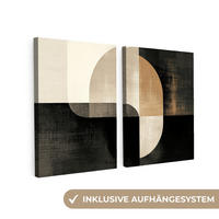 LEINWANDBILD 2er Set Formen - Abstrakt - Gold 120x80 cm - Schwarz, Textil (120/80cm) - MuchoWow