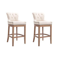 BARHOCKER 2er Set Stoff Creme - Creme/Naturfarben, Holz/Textil (55/109/57cm) - CLP