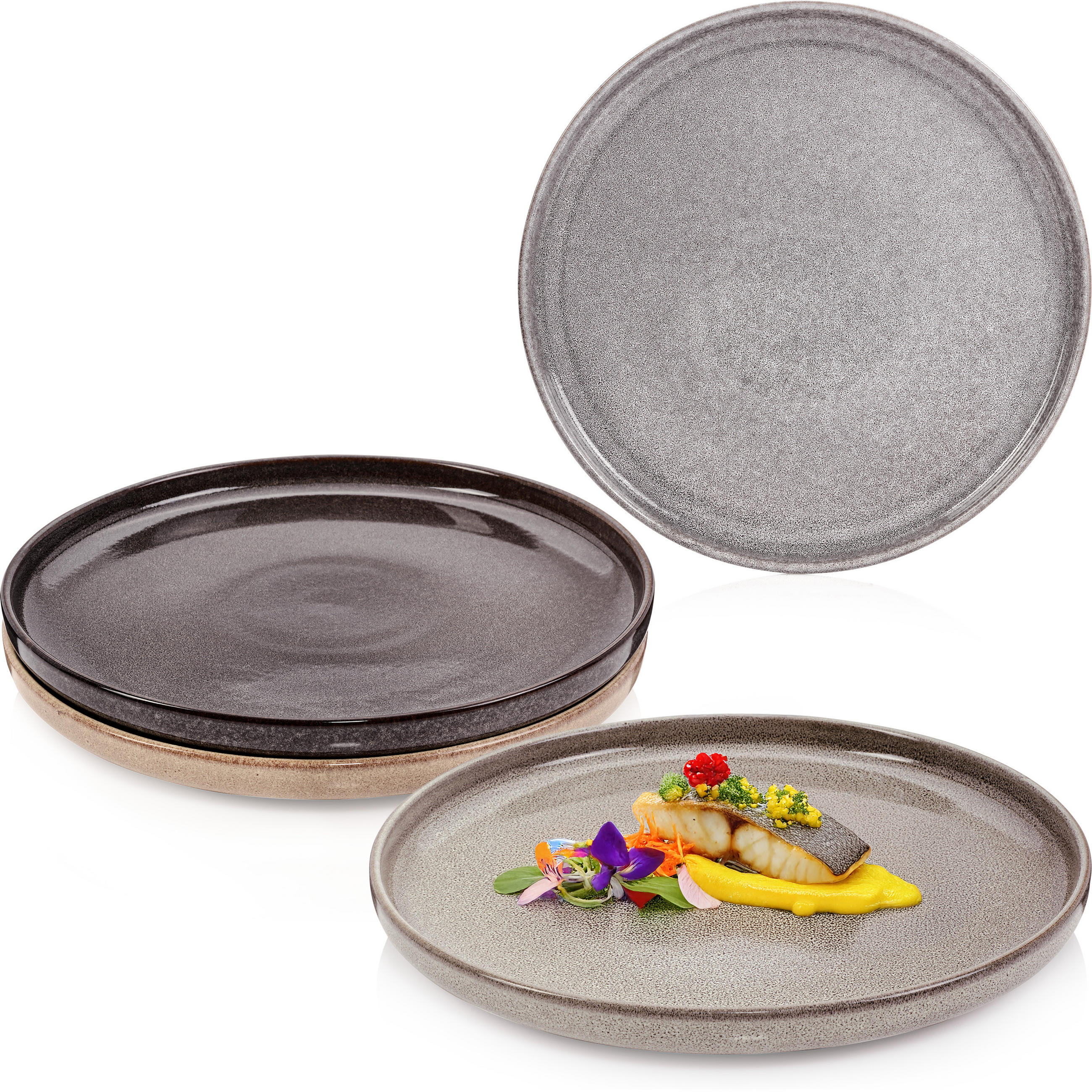 SPEISETELLER SET KAIRO - 4 teilig aus Steingut - Multicolor, Keramik (34.6cm) - Sänger