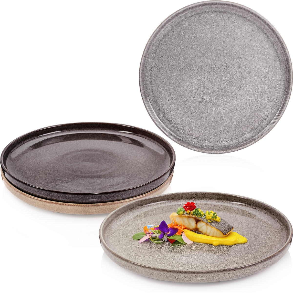 SPEISETELLER SET KAIRO - 4 teilig aus Steingut - Multicolor, Keramik (34.6cm) - Sänger